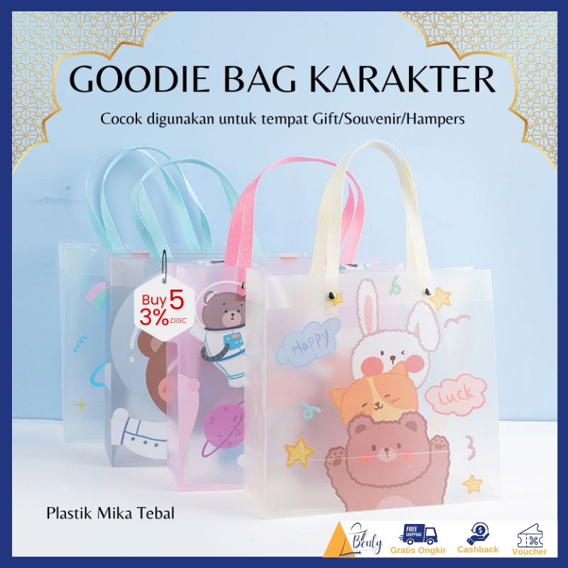 

Tas Hampers Mika Transparan Karakter Kartun Lucu Murah Bear / Happy Lucky Souvenir Hampers Gift Bingkisan Goodie Bag Serbaguna Kantong Belanja