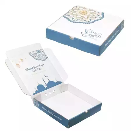 

10 Pcs Box Packaging Parel Kuker Toples Isi 4 Hampers Lebaran Motif Eid Mubarak Ukuran 25 x 25 x 5cm