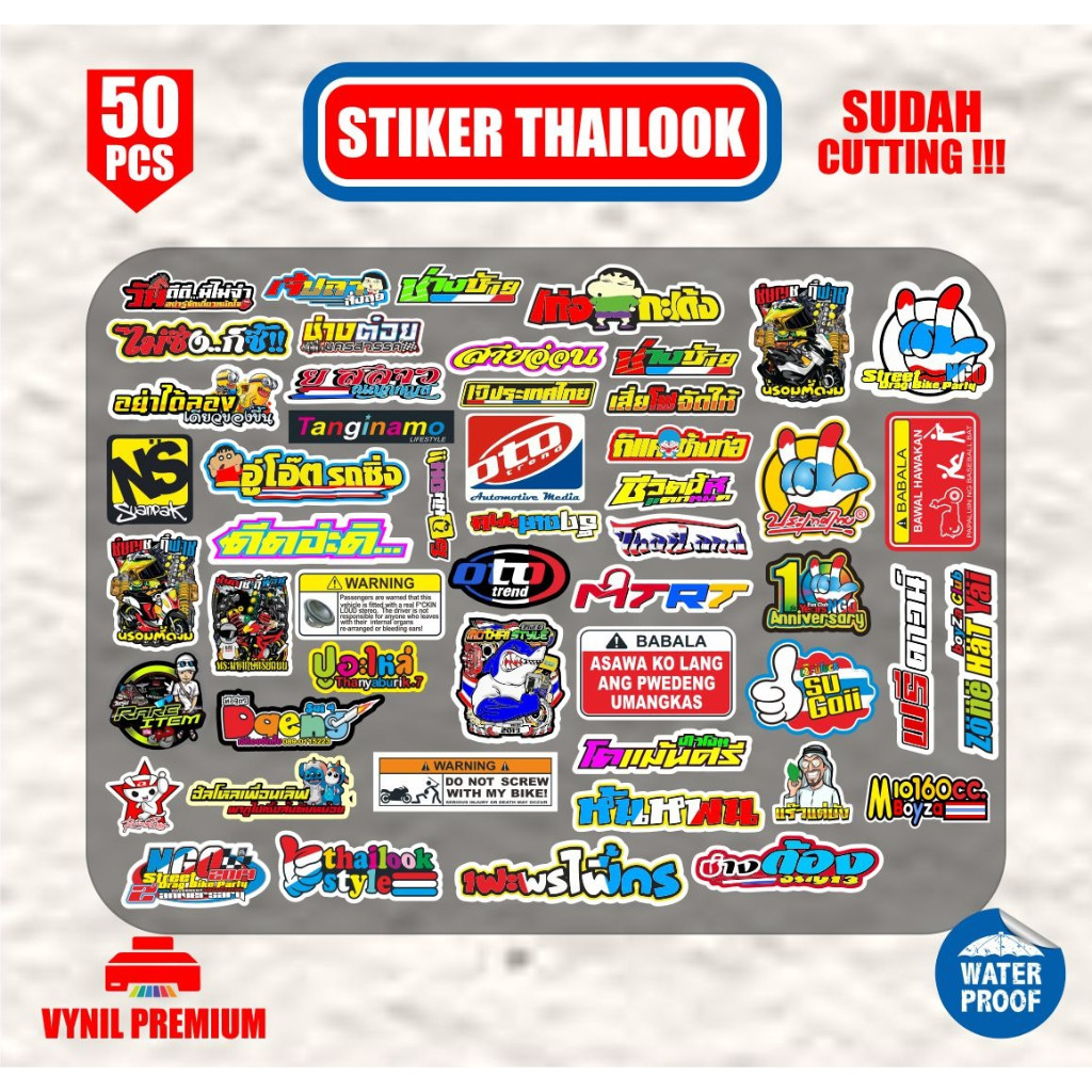 

stiker pack thailook 50pcs sudah terpotong waterproof