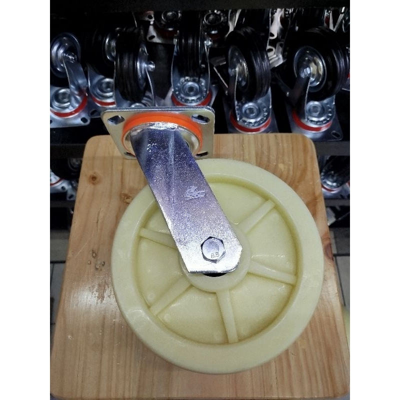 RKS - Roda 8" inch HT Nylon heavy duty double bearing caster hidup mati rem roda troli 8 inchi