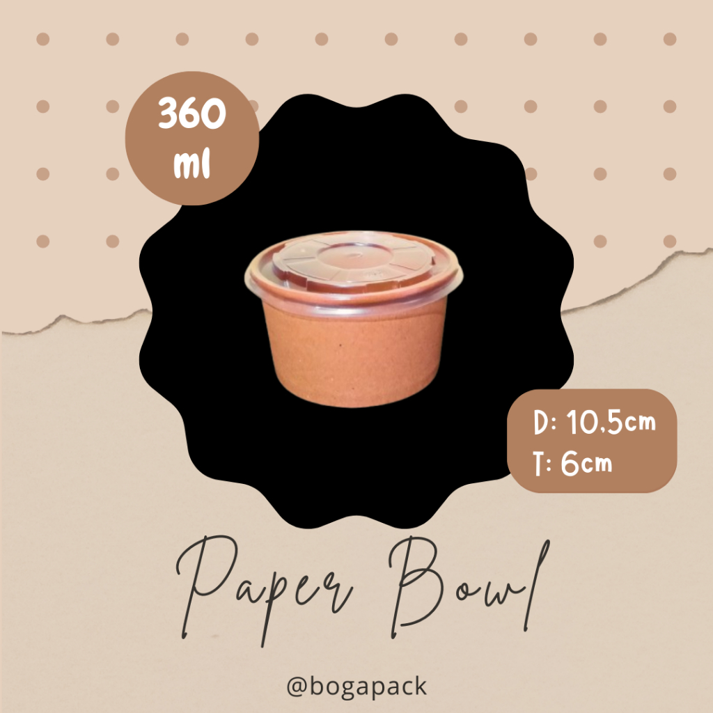 Paper Bowl Brown 360ml/ Paper Bowl Brown Kraft /Paper Salad Bowl / Mangkuk Kertas / Rice Bowl Packag