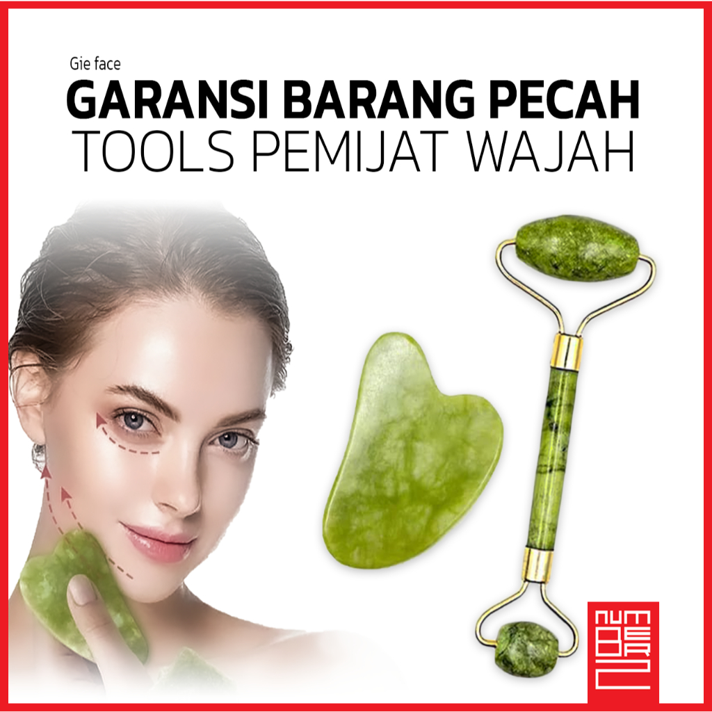 Gua sha giok jade face jawline massage tool true to skin love wajah simetris eye care roller roll te