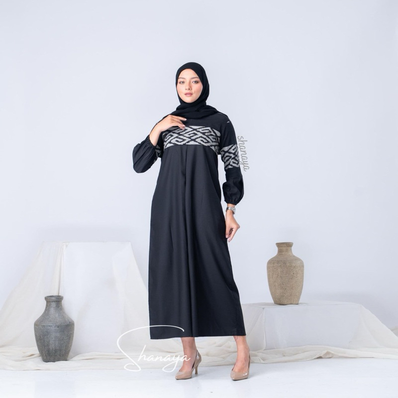 Shanaya Baju Batik Fashion Lebaran Gamis Amara Gamis Etnic Kombinasi Tenun Original Mix Toyobo Gamis