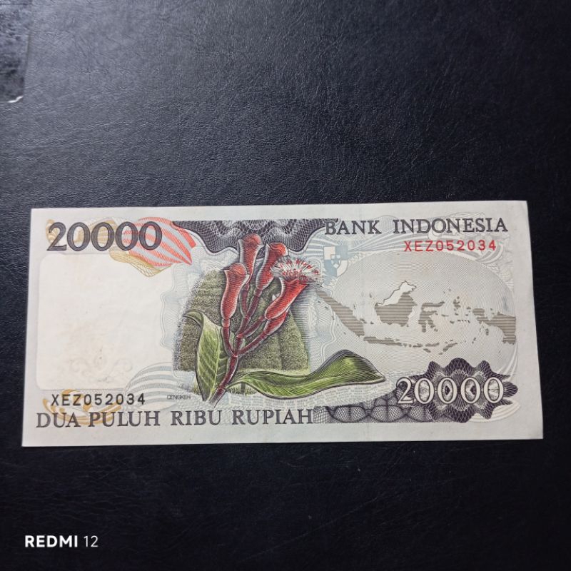 seri x uang kertas 20000 rupiah cendrawasih tahun 1992 imp 1992 seperti baru asli