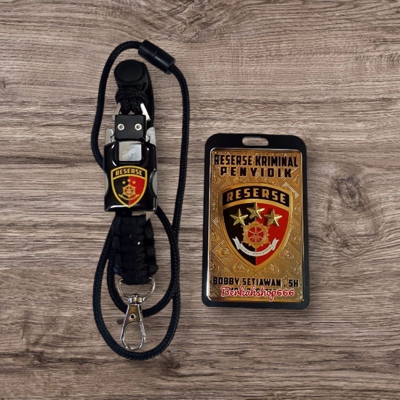 

lencana plat id card logo Reserse custom tactical lanyard