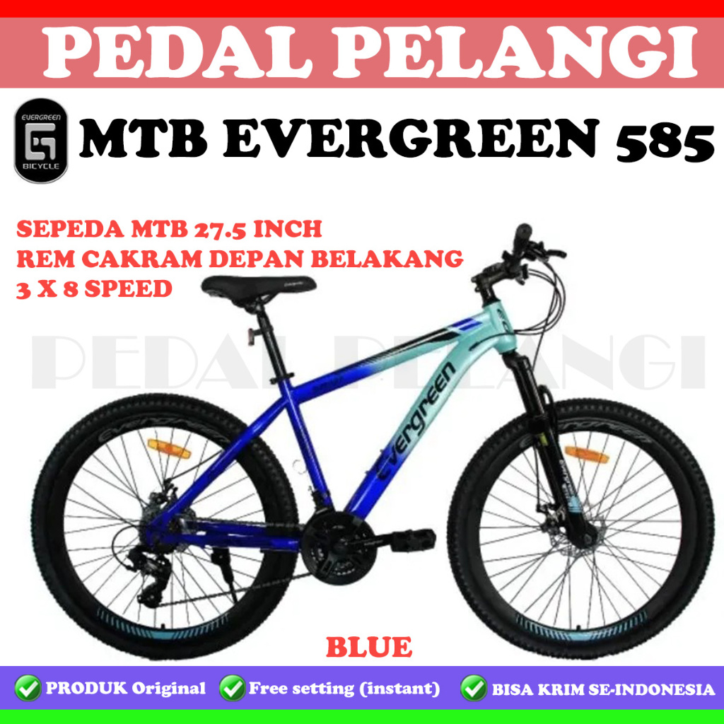 Sepeda gunung MTB 27.5 Inch Evergreen Ranger 585 Velg Tinggi Double disc brake