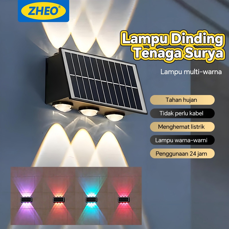【COD】4/6/8 Led Lampu Lampi Dinding Outdoor Tenaga Surya Lampu Hias Taman Lampu Tiang Teras Rumah Lam