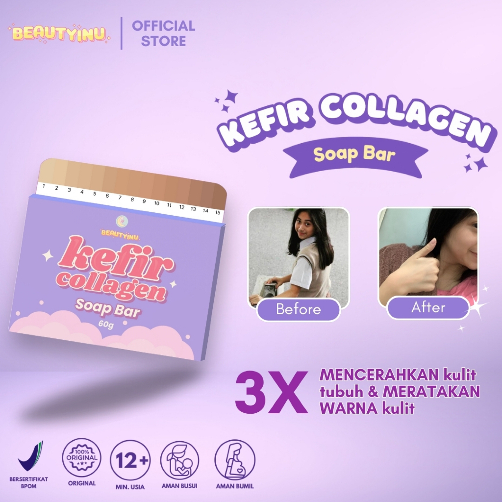 (Kemasan Baru) KEFIR COLLAGEN SOAP BAR BY BEAUTYINU SABUN PEMUTIH VIRAL KEFIR COLLAGEN BEAUTYINU SOA