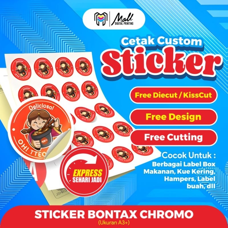 

STIKER BONTAK CUTTING STICKER BONTAC CHROMO KISS CUT & DIE CUT A3+