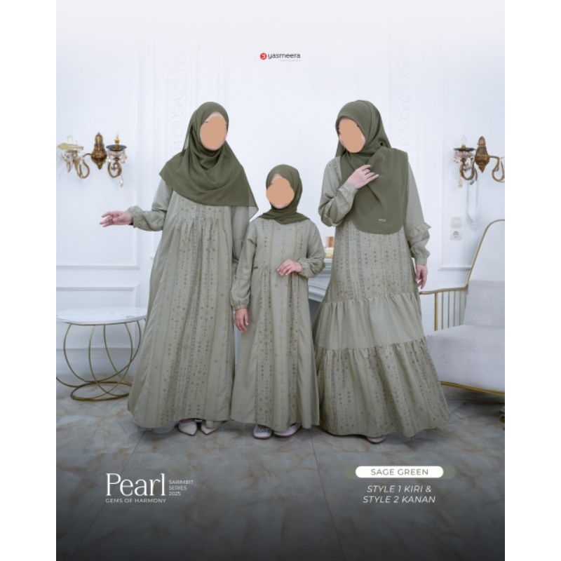 Yasmeera - Pearl | Sage Green | Sarimbit 2025 Baju Lebaran Keluarga Idul Fitri Idul Adha