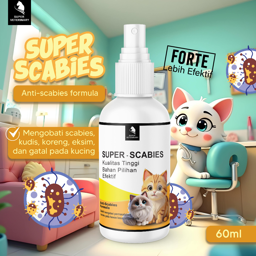 Super Scabies - Obat Scabies Kucing 60ml - Obat Scabies Kelinci Kucing - Obat Gudig - SUPER SCABIES