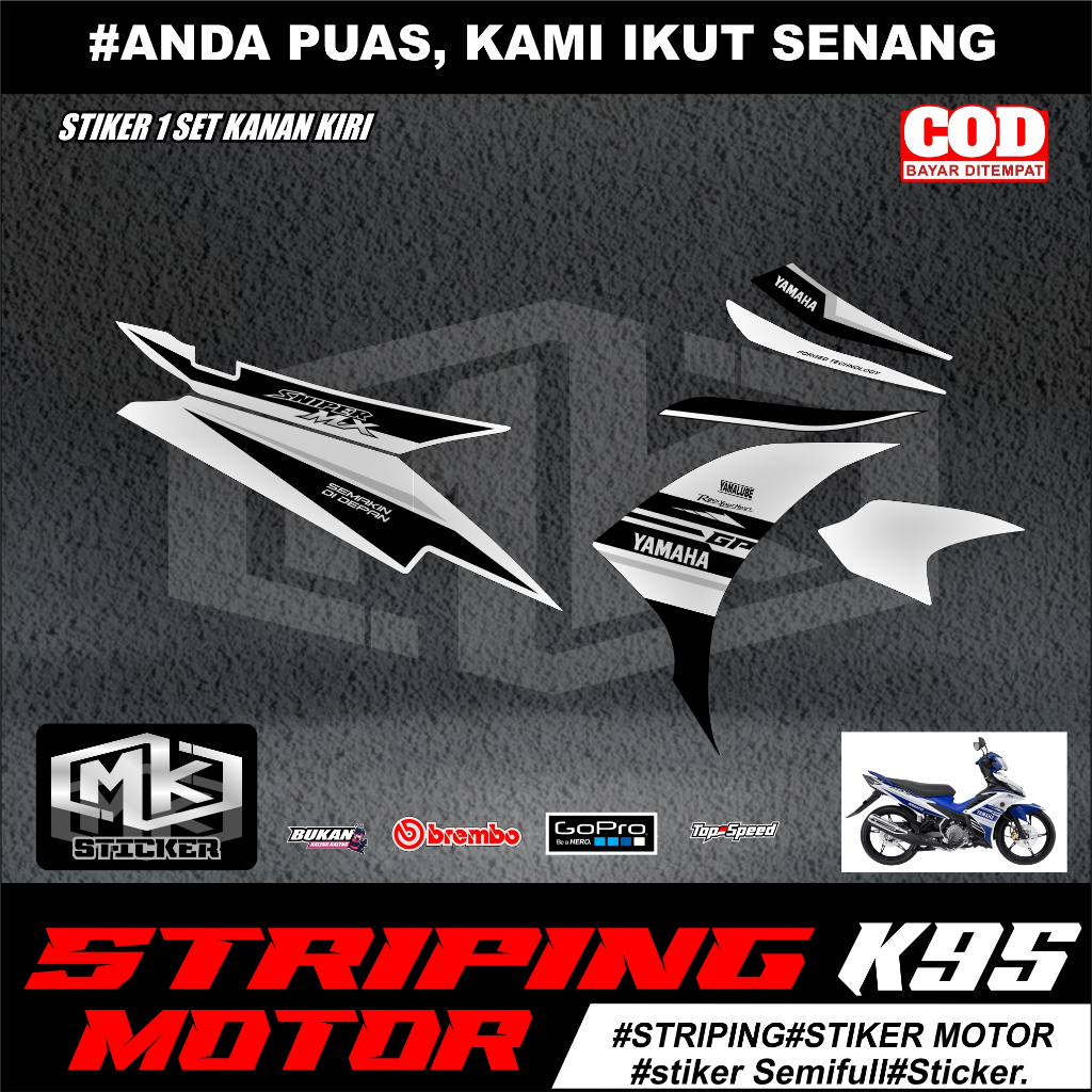 STRIPING ORIGINAL JUPITER MX NEW 135 (95) STICKER SETIKER STIKER LIST VARIASI MOTOR YAMAHA JUPITER M