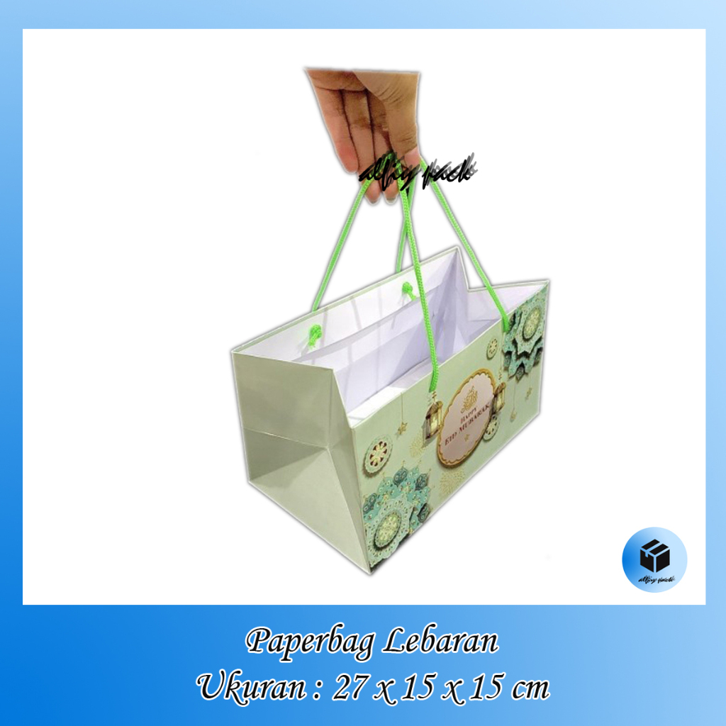 

1pack isi 5pcs PAPER BAG LEBARAN 27X15X15 CM TAS PACKAGING TOPLES KUE KERING PAPERBAG BOX ROLLCAKE