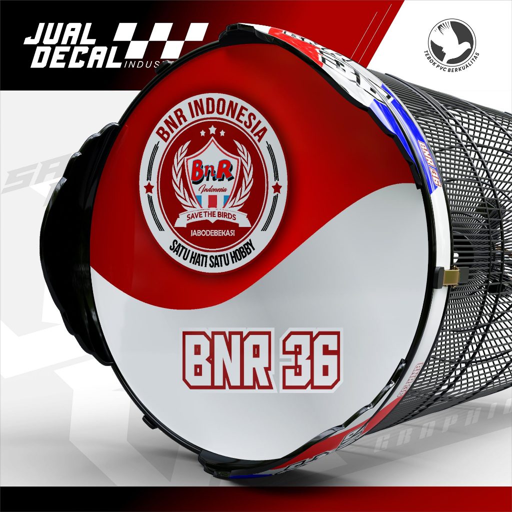 Stiker Sangkar MURAI BNR 36 Tahun CUSTOM Decal Tebok Kandang Burung Variasi