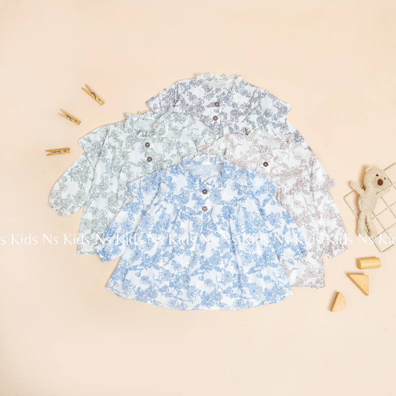 Kemeja Motif Rempel Anak Perempuan / Nicci Top Baju Anak Perempuan