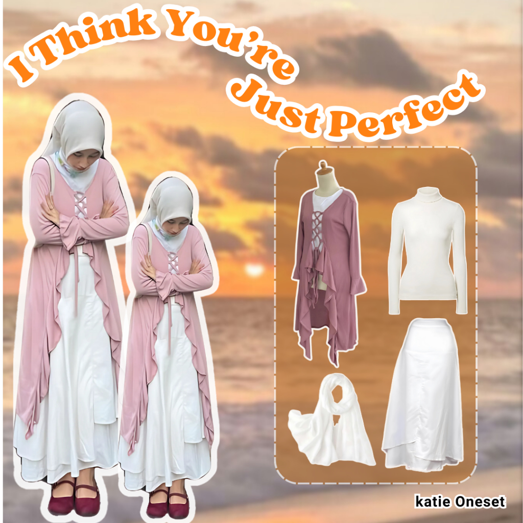 Oneset Korean Hijab Style OOTD Pink Girl Outfit Tunik Kekinian Stylish Outfit buat Lebaran Hari Raya