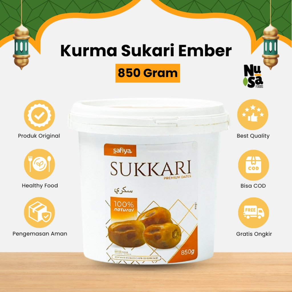 

Kurma Sukari 850 Gr Safiya Kurma Raja Kemasan Ember lembut Legit Manis Best Seller Dates Original Premium