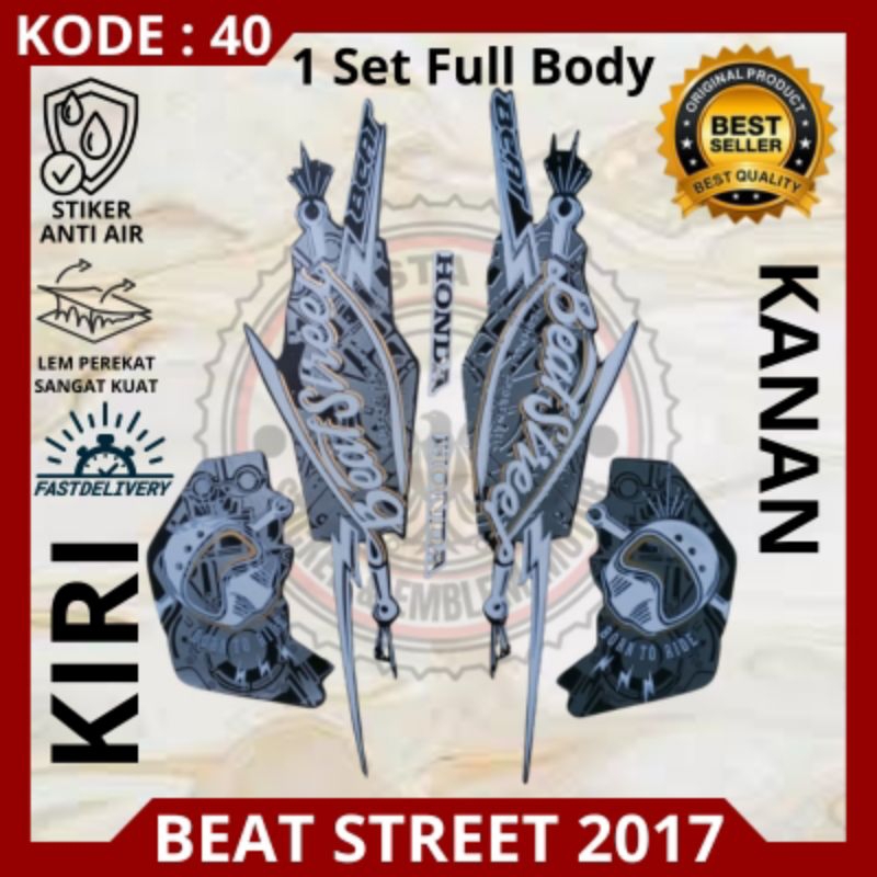 Stiker/striping motor Honda Beat street tahun 2017/ stiker Beat street 2017/Stiker Beat street 2017 