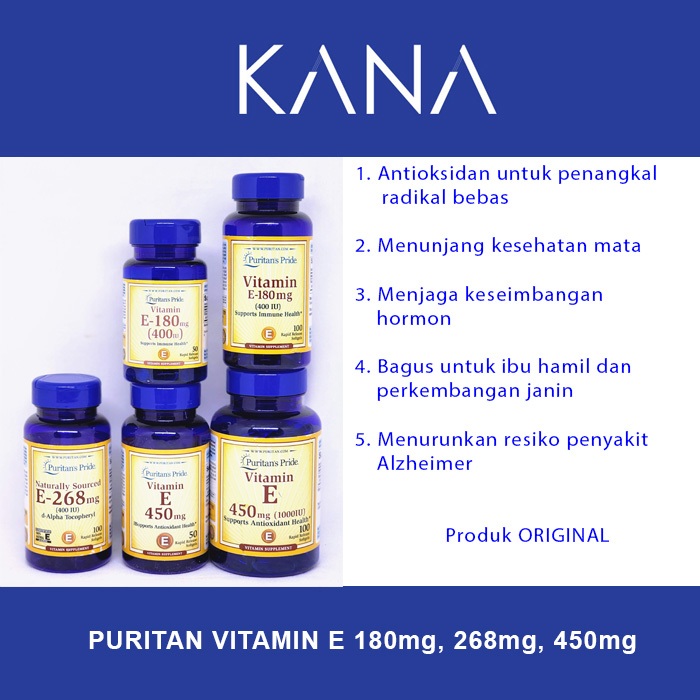 Puritan VITAMIN E 400IU 180 MG 268 MG 1000IU 450 MG Antioksidan Janin Sehat Mata Sehat Hormon Seimba