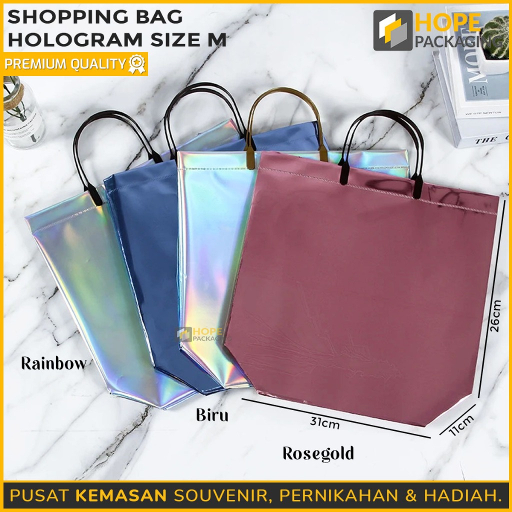 

Shopping Bag Hologram/ Goodie Bag Metalik Premium Cantik/ Tas Souvenir Hologram/ Tas Custom Hologram Murah