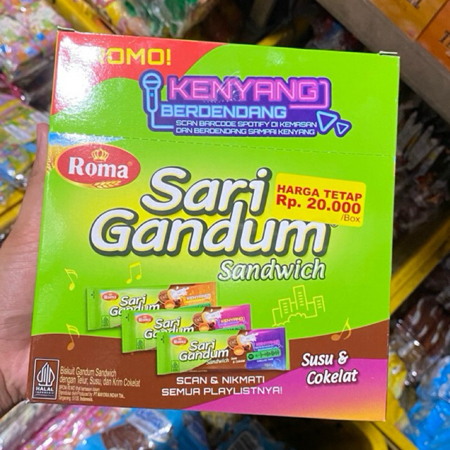 

Biskuit Roma Sari Gandum Sandwich 1 Box Isi 39 Gram