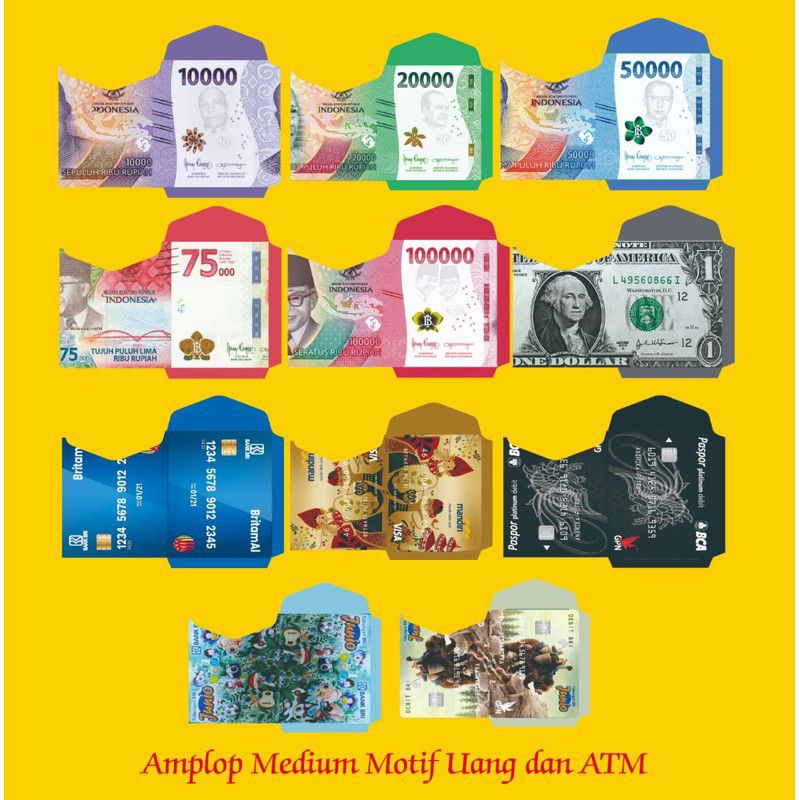

Amplop Lebaran motif uang bank profesi isi 10Lembar