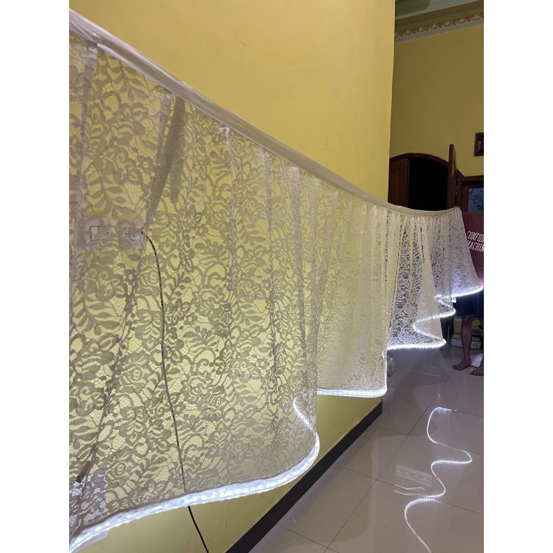 skriting lampu dekorasi kekinian (kain brokat)