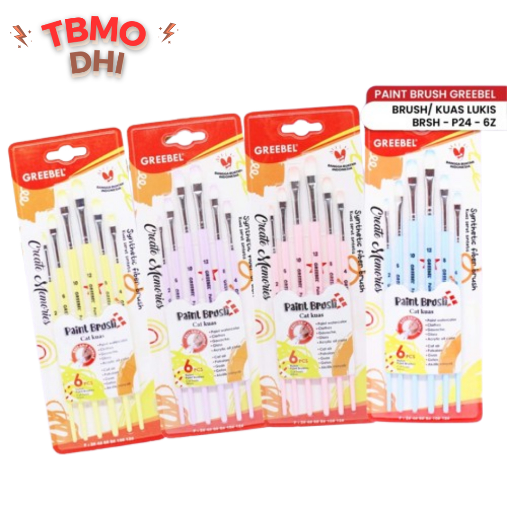 

TBMO GREEBEL Kuas Lukis Brush Paint Set 6pcs / BRSH-P24-6Z