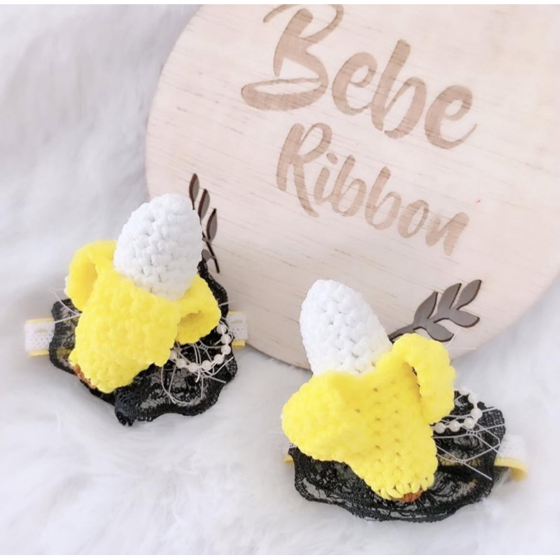 Banana Hairclips Jepit Rambut Anak Perempuan Pita Handmade Rajutan Pisang Lucu Cute Pita Rambut Anak