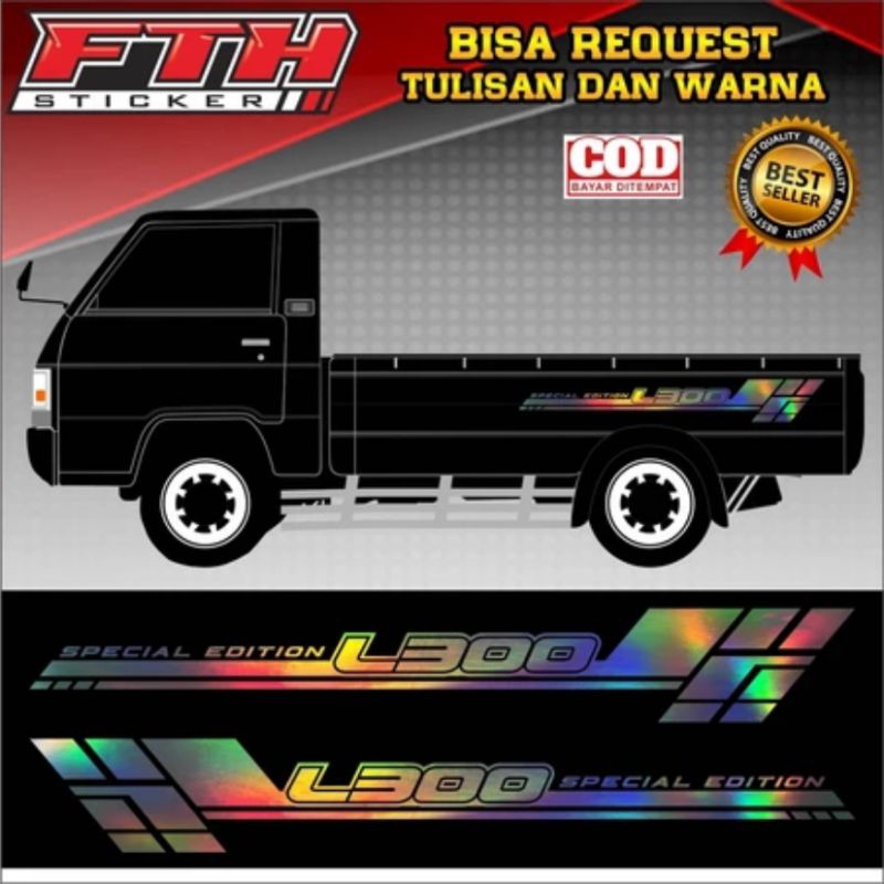 Sticker mobil pickup L300 hologram stiker pickup L300 hologram keren stiker terlaris pickup L300