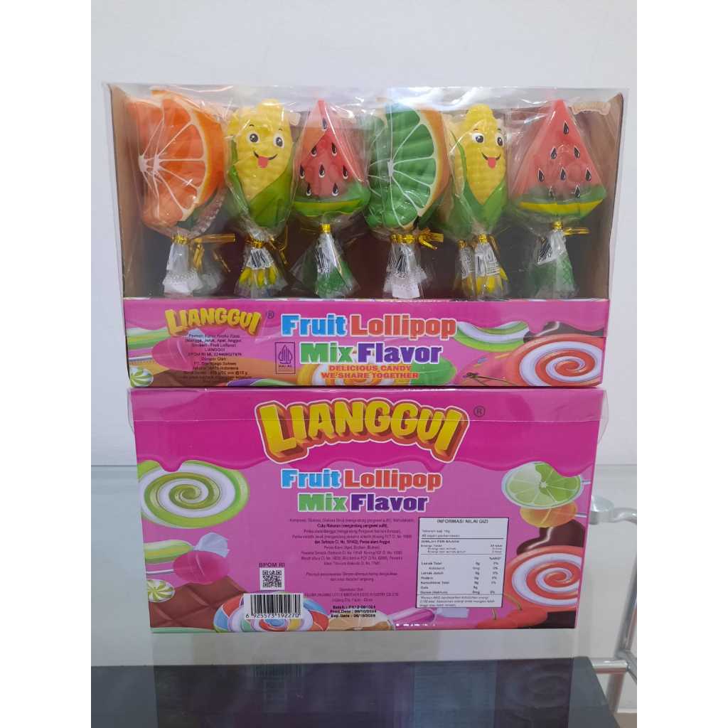 

Makanan Lianggui Fruit Lollipop Mix Flavor HALAL 30pcs 520gr