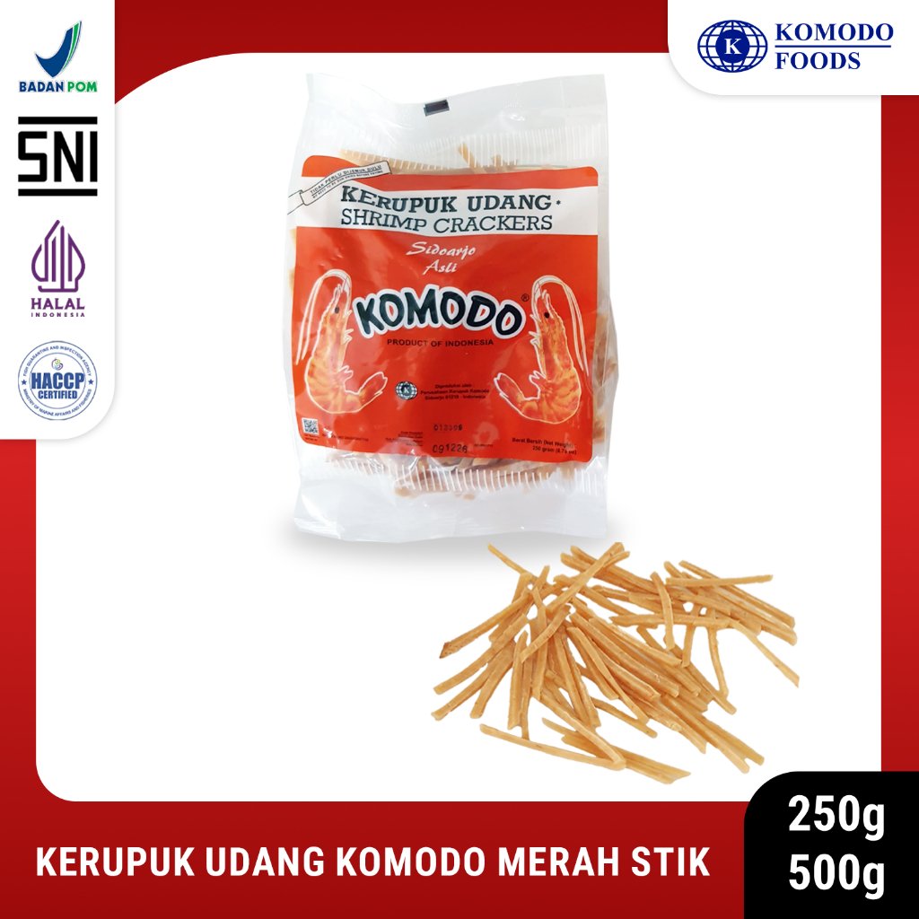 

Kerupuk Udang Komodo Foods Merah Stick krupuk stik/batang tradisional Shrimp/Prawn Crackers