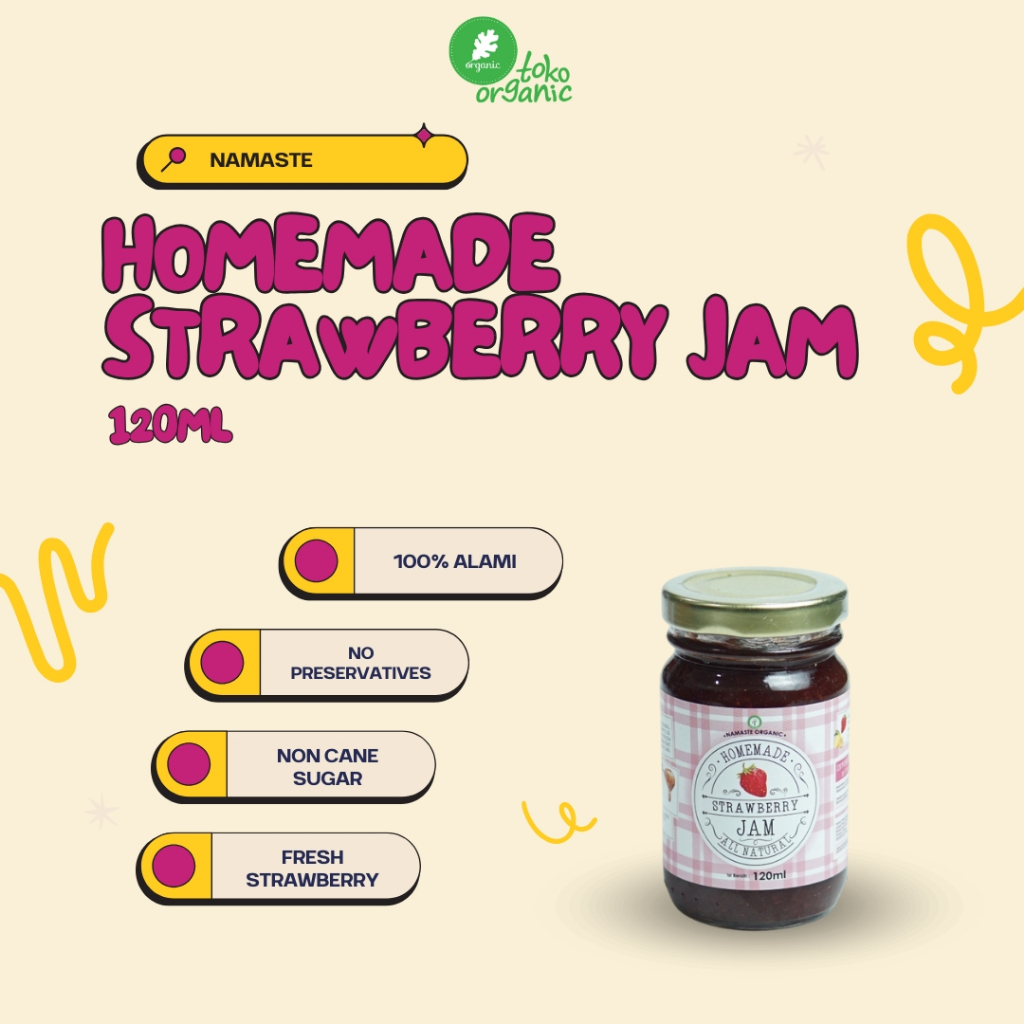 

Namaste Homemade Strawberry Jam (120ml) Selai Strawberry Tanpa Pengawet, Homemade dan Tanpa Pemanis Buatan