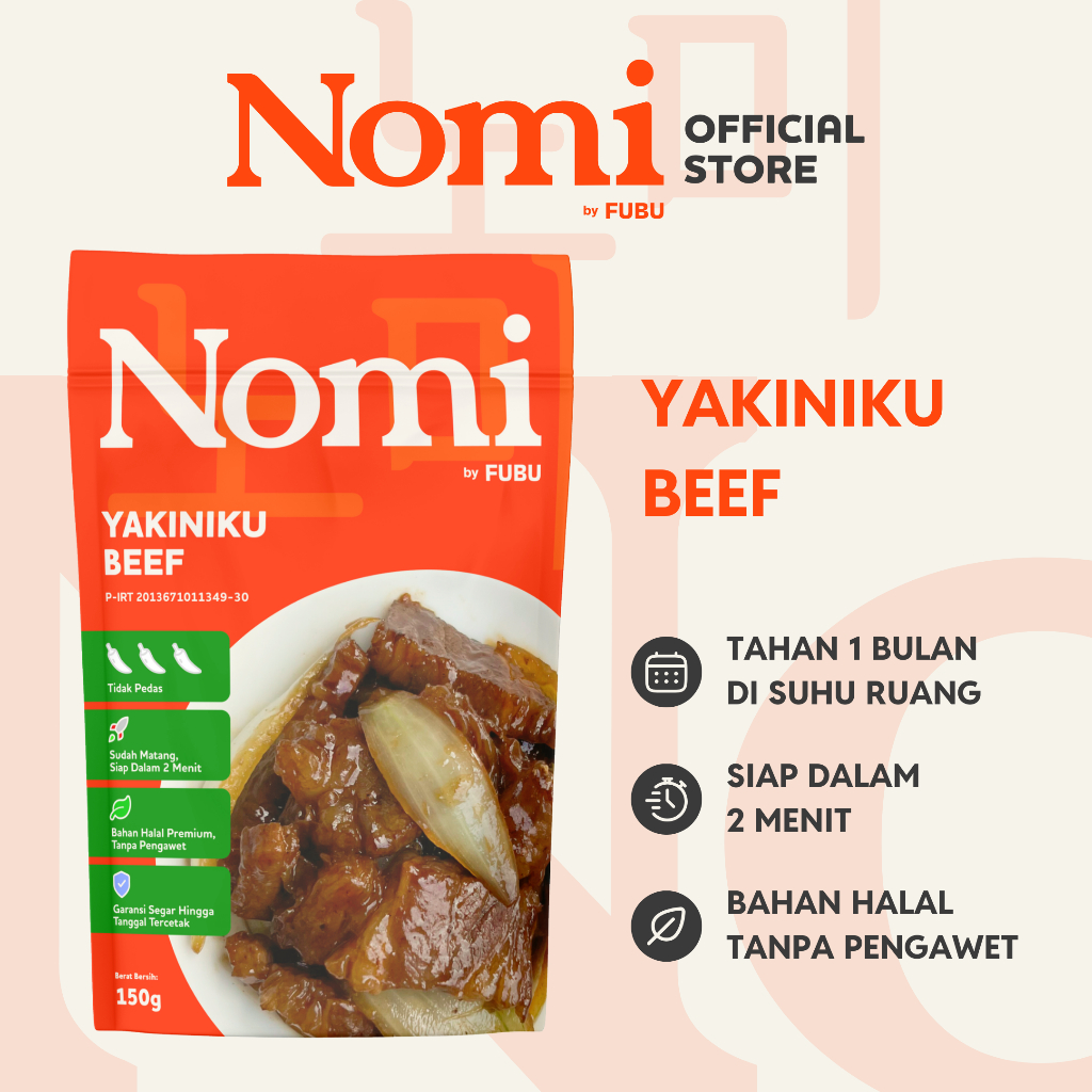 

NOMI by FUBU Yakiniku Beef - Sapi Manis Asin ala Jepang - Makanan Instant Siap Saji Lauk Instan