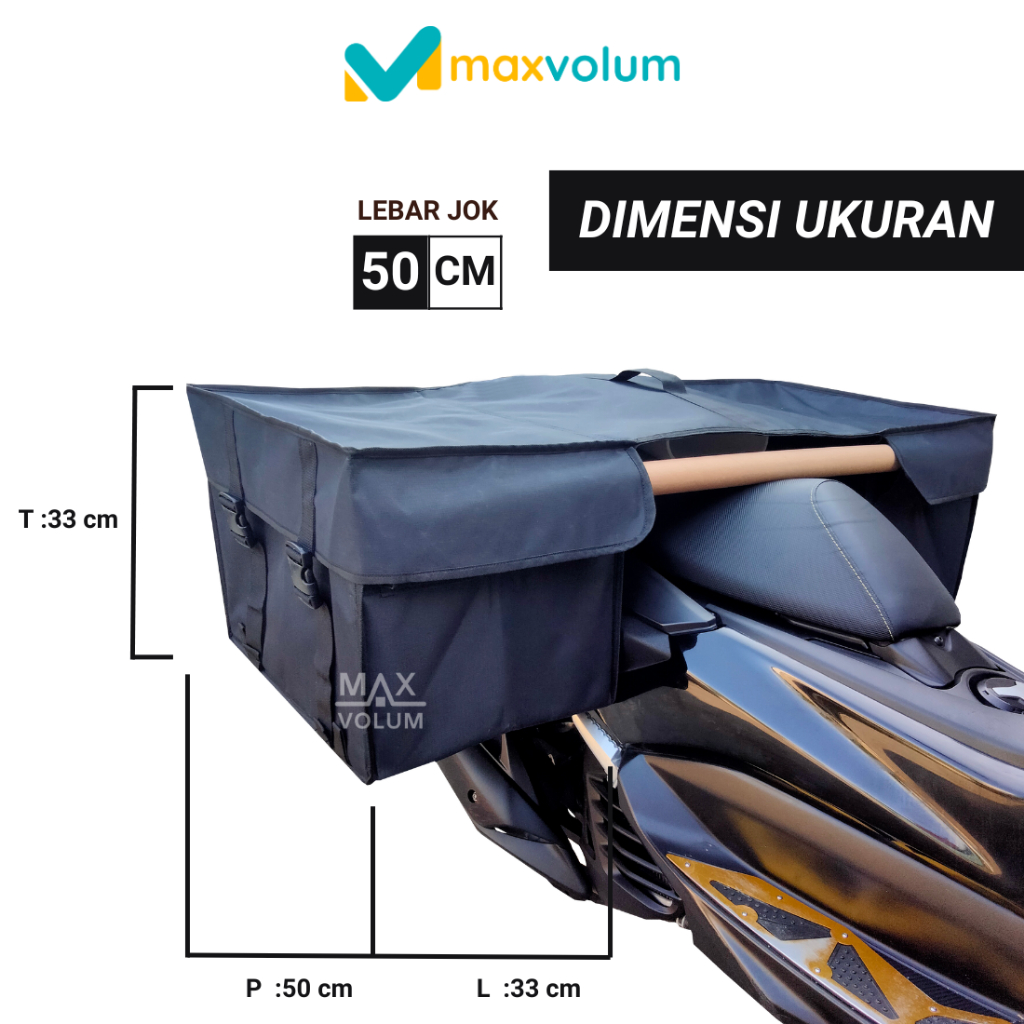 UIO Maxvolum Tas Motor Max Hitam List Hitam Anti Air Tas Obrok / Tas Kronjot / Tas Kurir / Tas