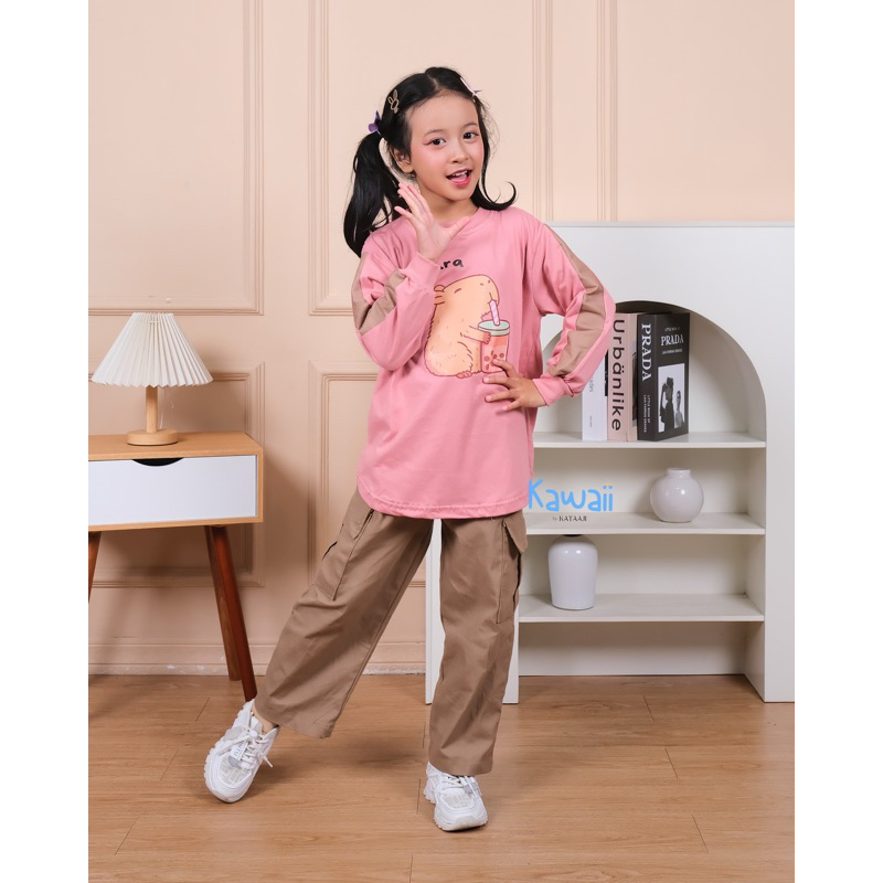 kwaii-kaos anak-capybara boba