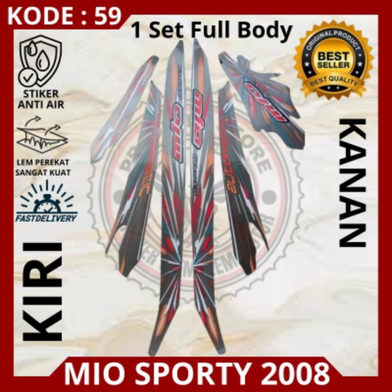 Stiker/striping motor Yamaha Mio sporty tahun 2008/stiker Mio 2008/decal Mio sporty 2008 warna hitam