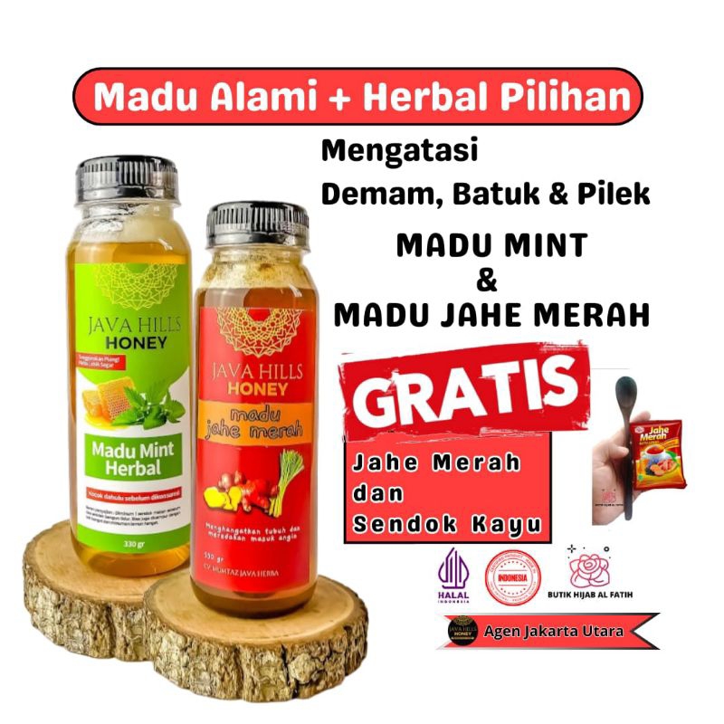 

Javahills Honey Madu Asli Herbal Mint Jahe Merah Demam Flu Batuk Pilek Sinus Asma Java Hills COD...
