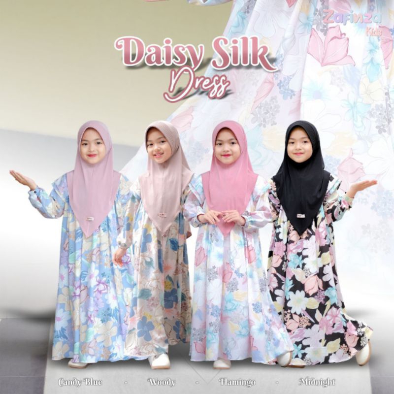Gamis Set Muslimah Anak Zafinza Dress Daisy Silk Newborn Sampai Remaja