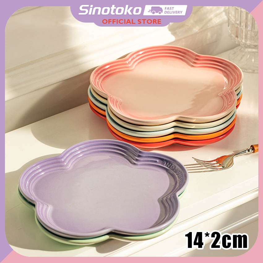 Piring Kecil Bunga Plum Warna Solid Keramik 14cm / Piring Kecil Bunga Plum Gradien Keramik Sederhana