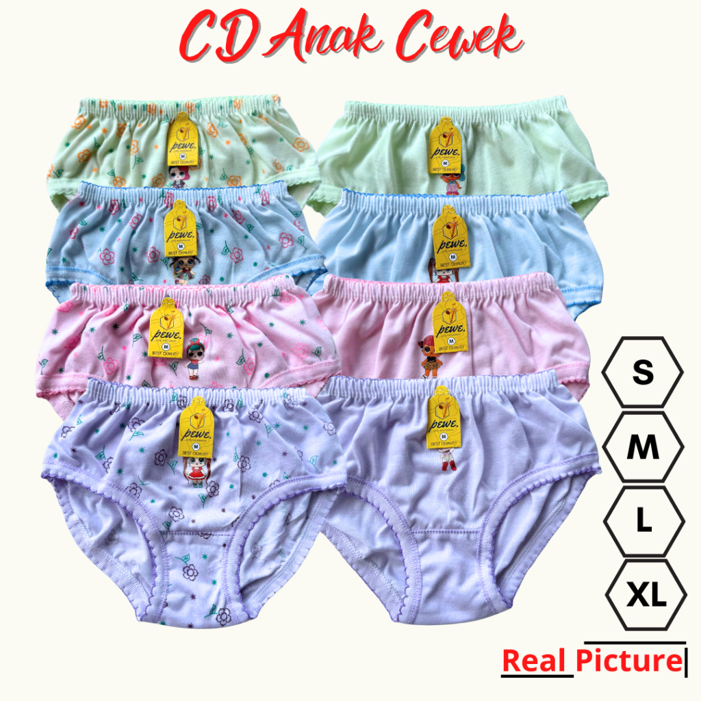 Grosir celana dalam anak cewek polos / full print sablon karakter - CD anak perempuan / cewek full m