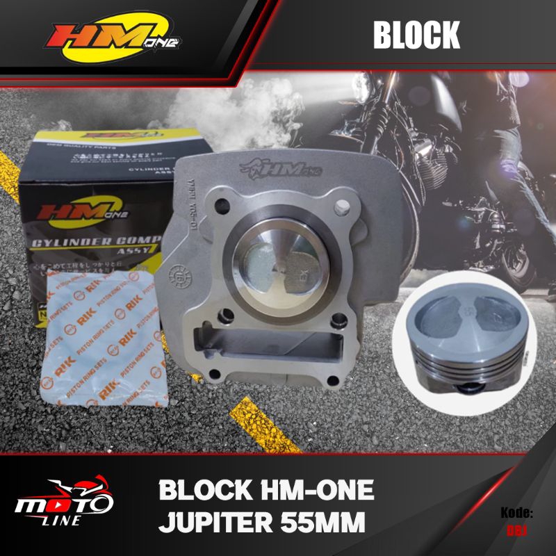 Blok Seher Piston Kit  Bore Up HM ONE Jupiter Z Vega Old 55mm - 58mm