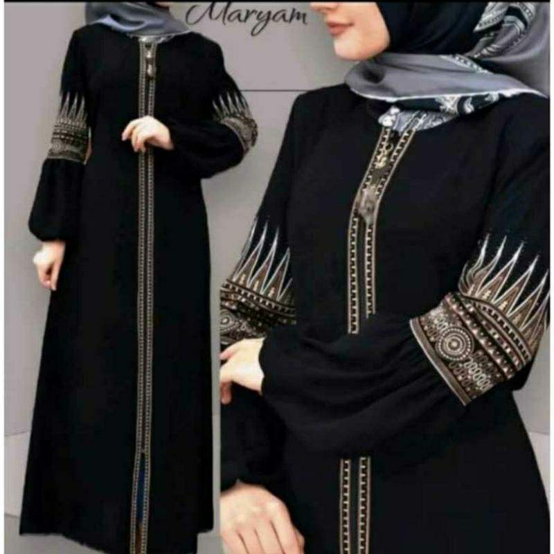 ABAYA BORDIR MARYAM - ABAYA HITAM BORDIR - ABAYA LENGAN KARET - ABAYA BUSUI - ABAYA ARAB - GAMIS HIT