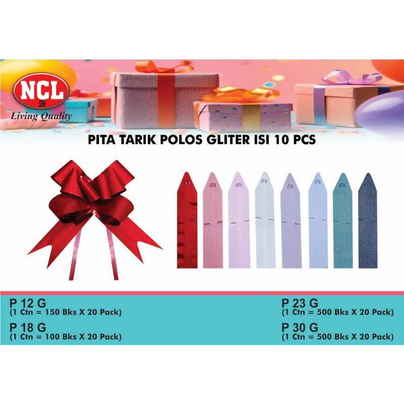 

Pita Tarik Gliter kado pita dekorasi NCL (10 pcs)