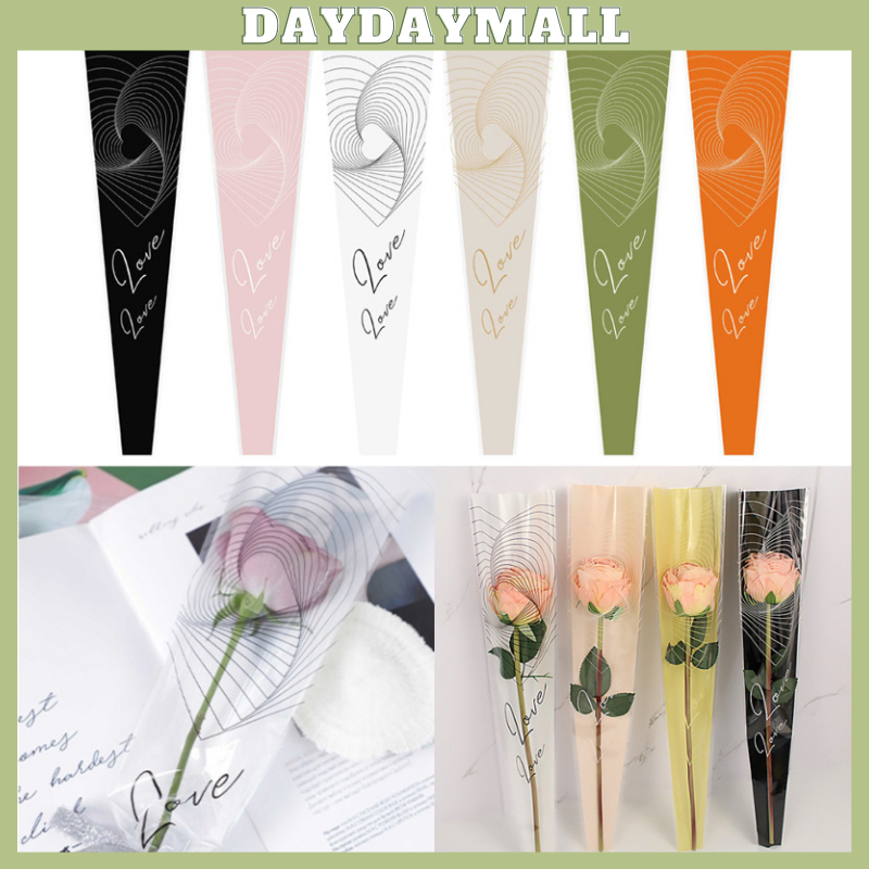 

50 LEMBAR Wrapping Plastik Instant Mini Buket Mawar Single Rose Bunga Mawar SF09