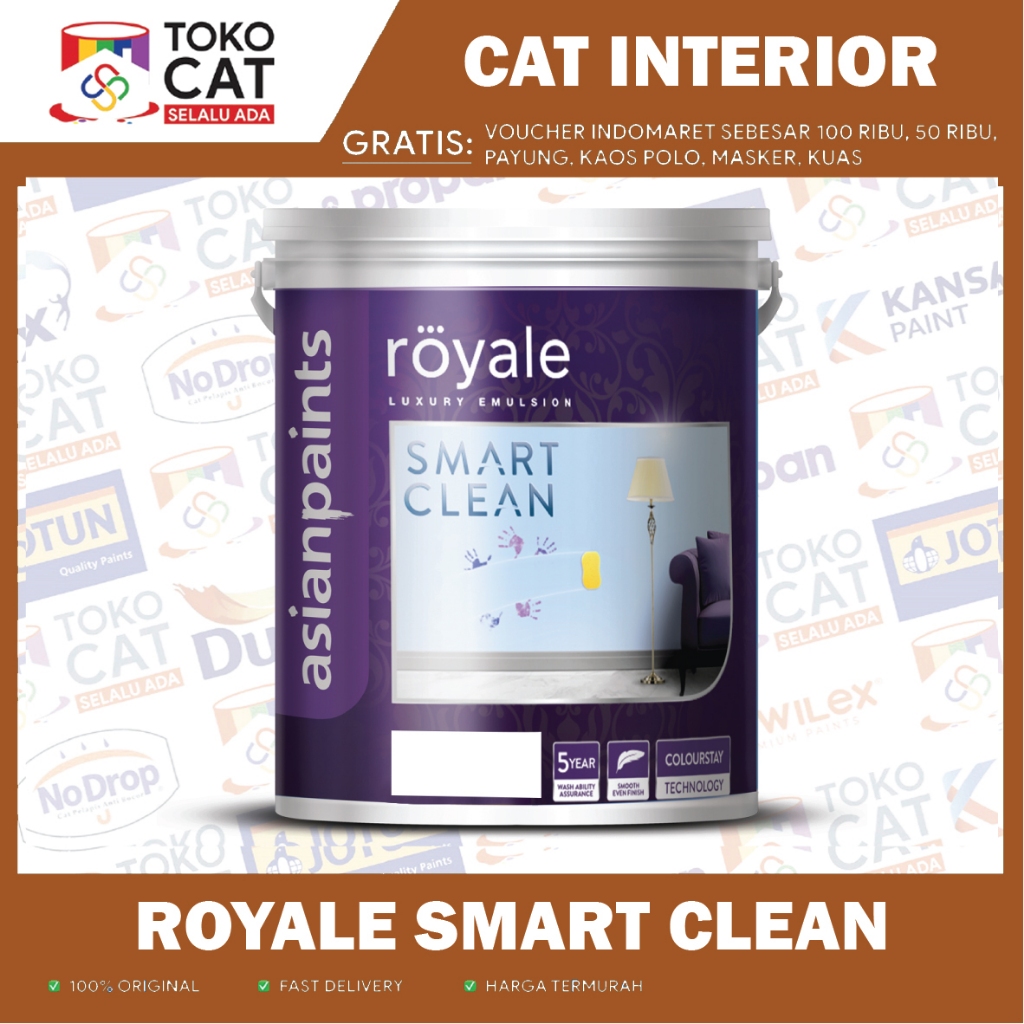 Cat Tembok Interior | Asian Paint Smart Clean Putih 20 L | Kemasan Pail