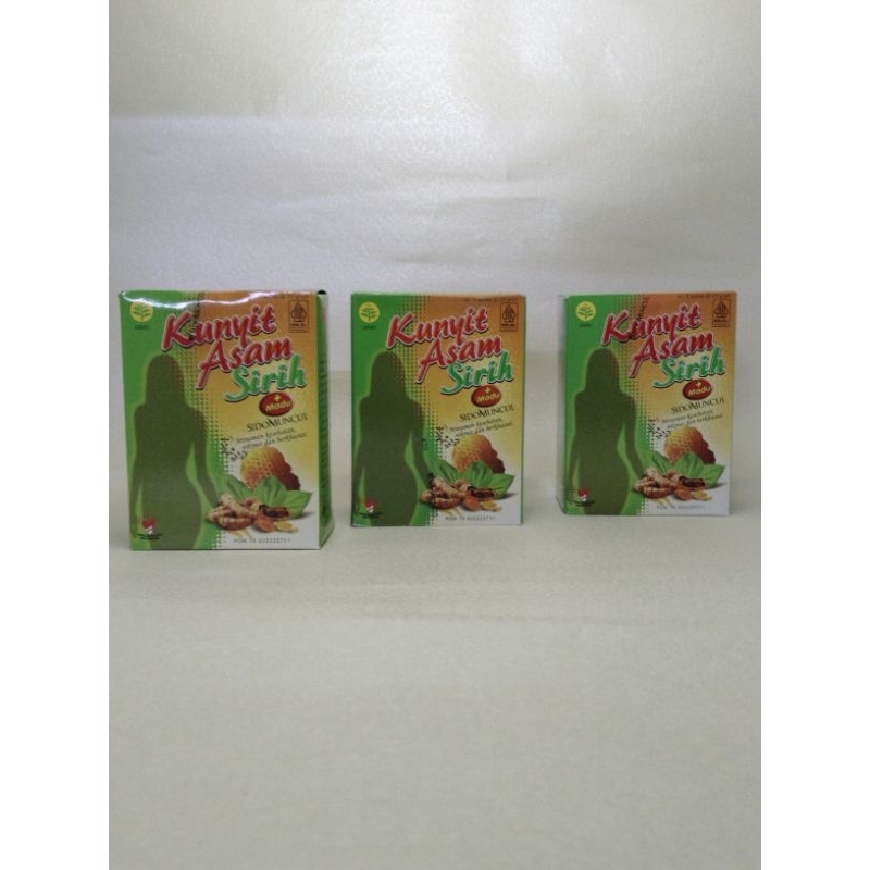 

Kunyit Asam Sirih + madu Sidomuncul/ box 5 sachet @25 gram