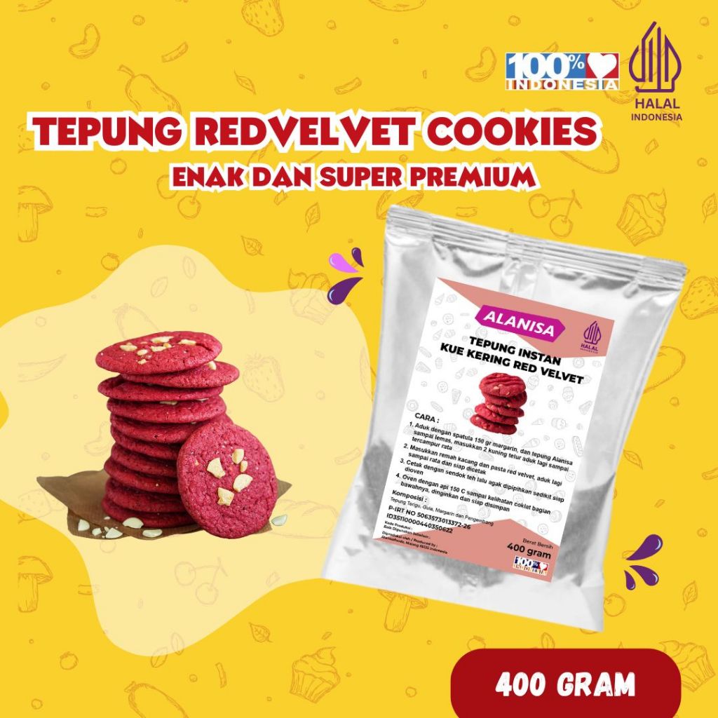 TEPUNG INSTAN KUE KERING RED VELVET 400GR, TEPUNG KUE KERING RED VELVET