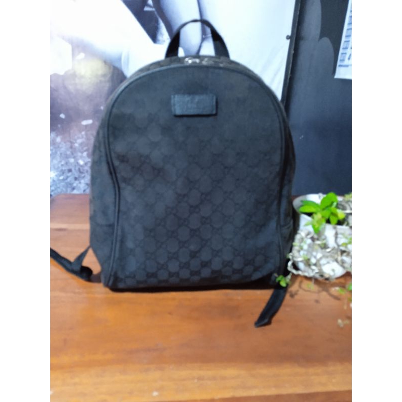 PL ransel / backpack guc** canvas mix kulit asli original