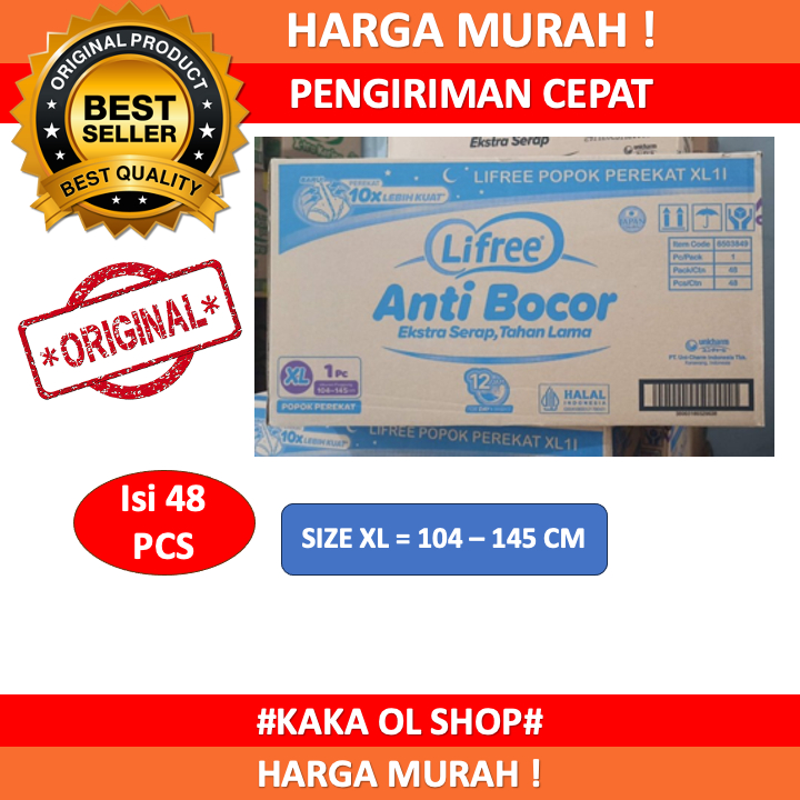 AgL Lifree Popok Perekat Dewasa / Popok Dewasa Perekat Ukuran M/L/XL isi 48 Pcs/Karton